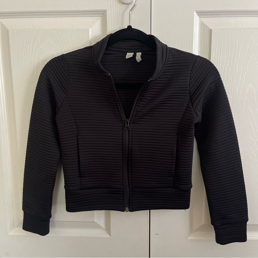 Zella Black Ribbed Zip-Up Jacket